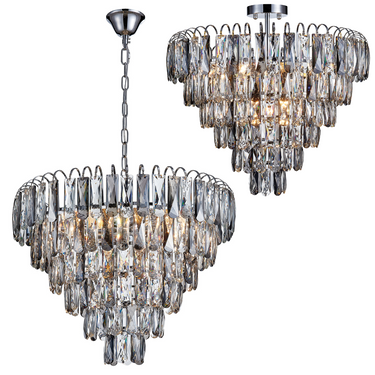 Polished Chrome and Crystal Pendant - Dual Mounting Options